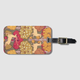 Jugendstil Herbstbäume und Hirsche fallen Verneuil Gepäckanhänger