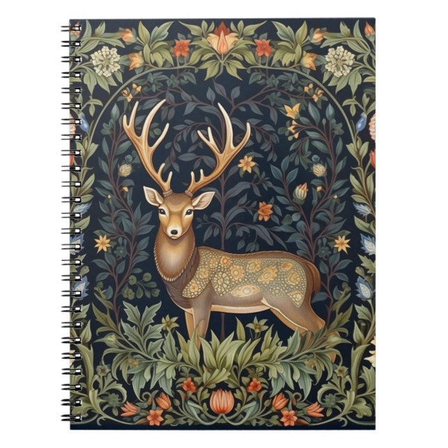 Jugendstil-Hirsch im Garten Notizblock (Vorderseite)