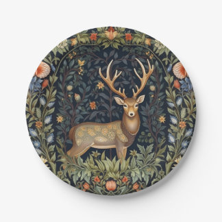 Jugendstil-Hirsch im Garten Pappteller