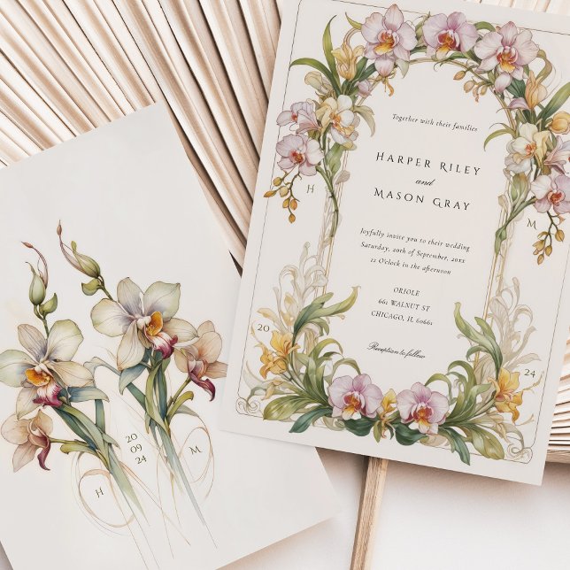 Jugendstil-Hochzeit im eleganten Orchid Einladung (Von Creator hochgeladen)