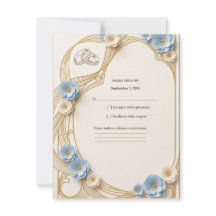 Jugendstil-Hochzeit RSVP-Antwort in Pastellblau un
