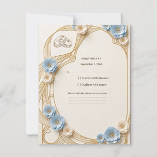 Jugendstil-Hochzeit RSVP-Antwort in Pastellblau un RSVP Karte