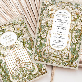 Jugendstil Hochzeit Vintage florale Imitate Gold Einladung