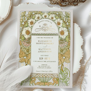 Jugendstil-Hochzeitsfolien-Akzente Vintage Folieneinladung