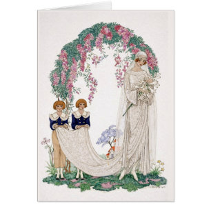 Jugendstil-Hochzeitsillustration – Vintage-Braut