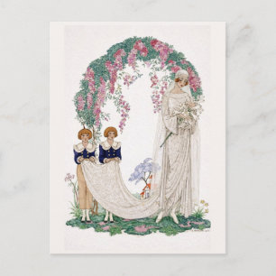 Jugendstil-Hochzeitsillustration – Vintage Braut Postkarte