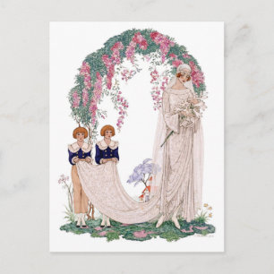 Jugendstil-Hochzeitsillustration – Vintage-Braut Postkarte
