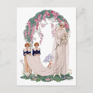 Jugendstil-Hochzeitsillustration – Vintage-Braut Postkarte