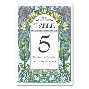 Jugendstil-Hochzeitskarten (Set #1) Tischnummer