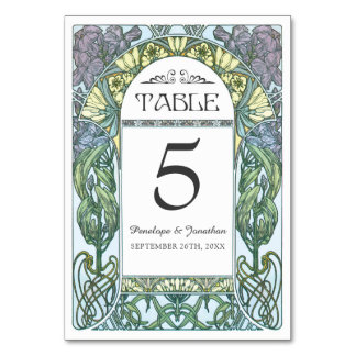 Jugendstil-Hochzeitskarten (Set #1) Tischnummer