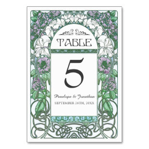 Jugendstil-Hochzeitskarten (Set #2) Tischnummer