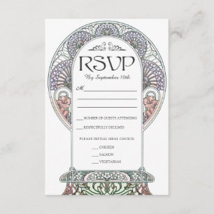 Jugendstil-Hochzeitskarten (Set #3) RSVP Karte