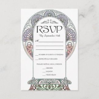 Jugendstil-Hochzeitskarten (Set #3) RSVP Karte