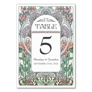 Jugendstil-Hochzeitskarten (Set #3) Tischnummer