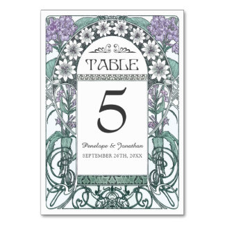 Jugendstil-Hochzeitskarten (Set #6) Tischnummer