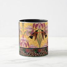Jugendstil-Hummingvogel und Blume-Fliesenmuster
