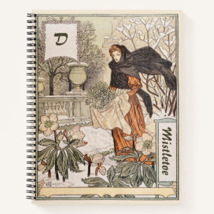 Jugendstil-Illustration Dezember Wintergarten Notizbuch