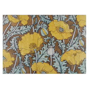 Jugendstil-Illustration Mohn Gelbe Blume Schneidebrett