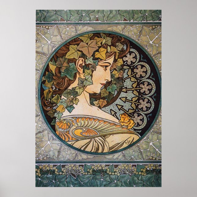 Jugendstil-Illustration von Alfons Mucha Poster (Vorne)