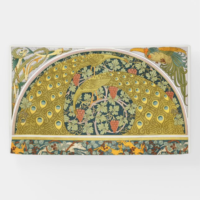 Jugendstil im Pfauenstil - runder, aufwändiger Ent Banner (Horizontal)