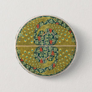 Jugendstil im Pfauenstil - runder, aufwändiger Ent Button