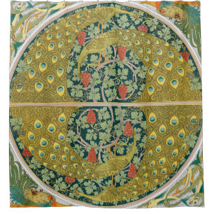 Jugendstil im Pfauenstil - runder, aufwändiger Ent Duschvorhang