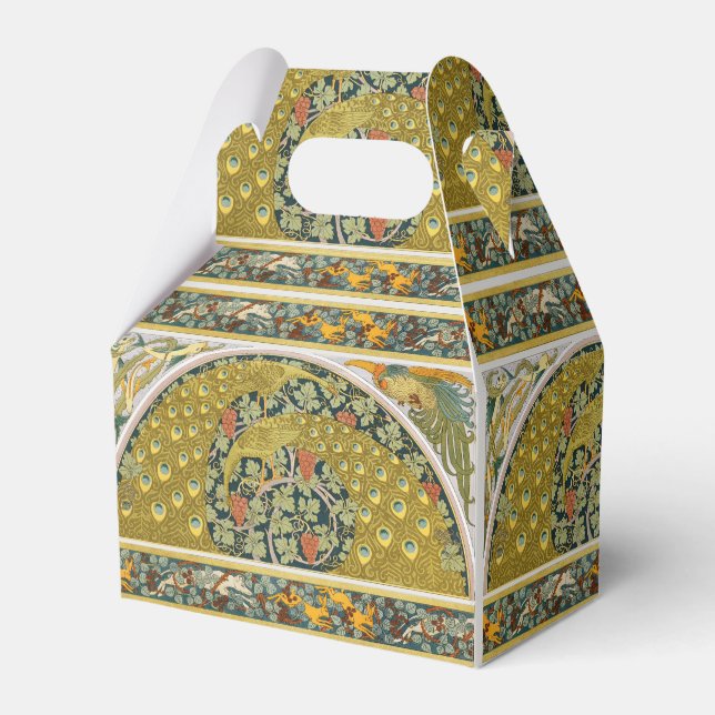 Jugendstil im Pfauenstil - runder, aufwändiger Ent Geschenkschachtel (Vorderseite)
