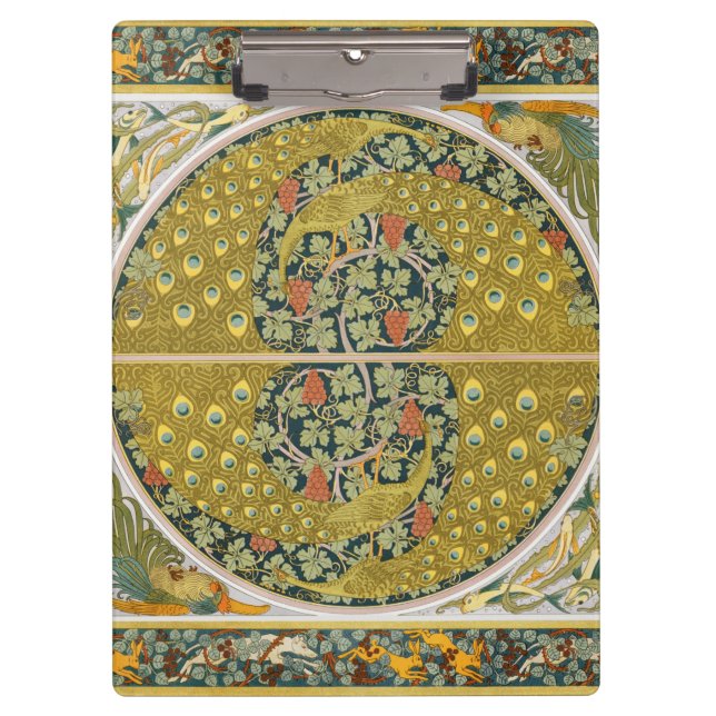 Jugendstil im Pfauenstil - runder, aufwändiger Ent Klemmbrett (Vorderseite)