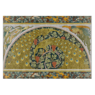 Jugendstil im Pfauenstil - runder, aufwändiger Ent Schneidebrett