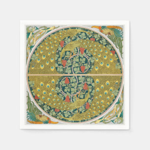 Jugendstil im Pfauenstil - runder, aufwändiger Ent Serviette