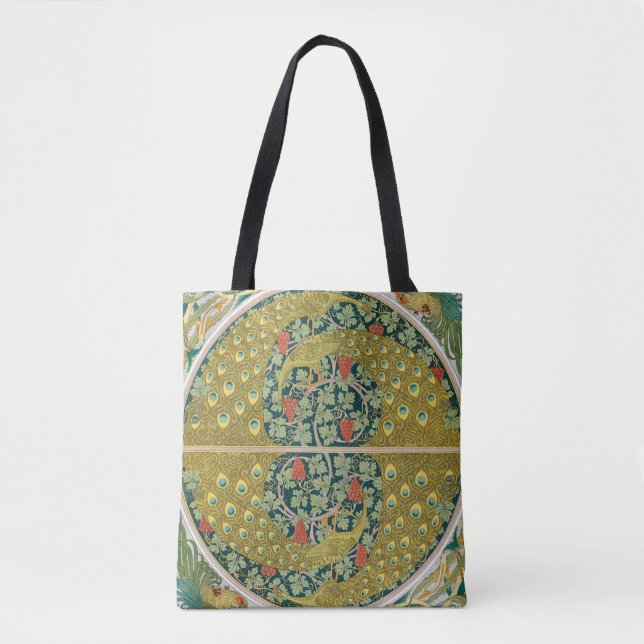 Jugendstil im Pfauenstil - runder, aufwändiger Ent Tasche (Vorderseite)