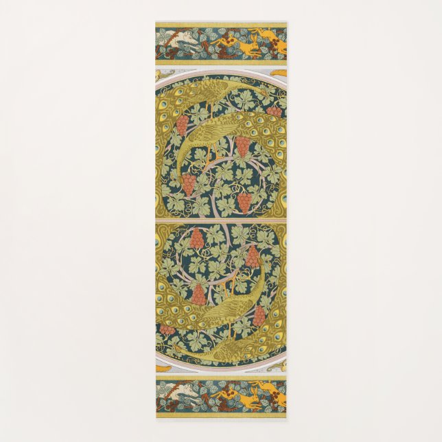Jugendstil im Pfauenstil - runder, aufwändiger Ent Yogamatte (Vorderseite)