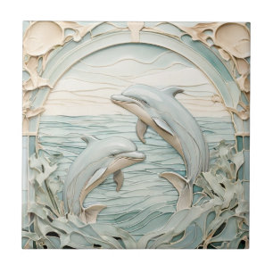 Jugendstil-Imitate Delphine Minze Blau & Weiß Fliese