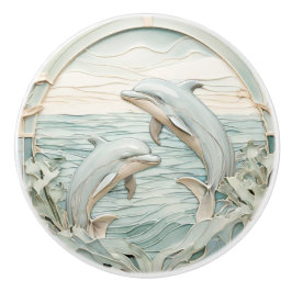 Jugendstil-Imitate Delphine Minze Blau & Weiß Keramikknauf