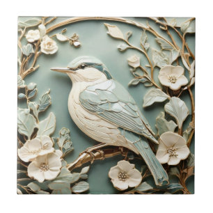 Jugendstil-Imitate-Relief Nuthatch Bird Links gege Fliese