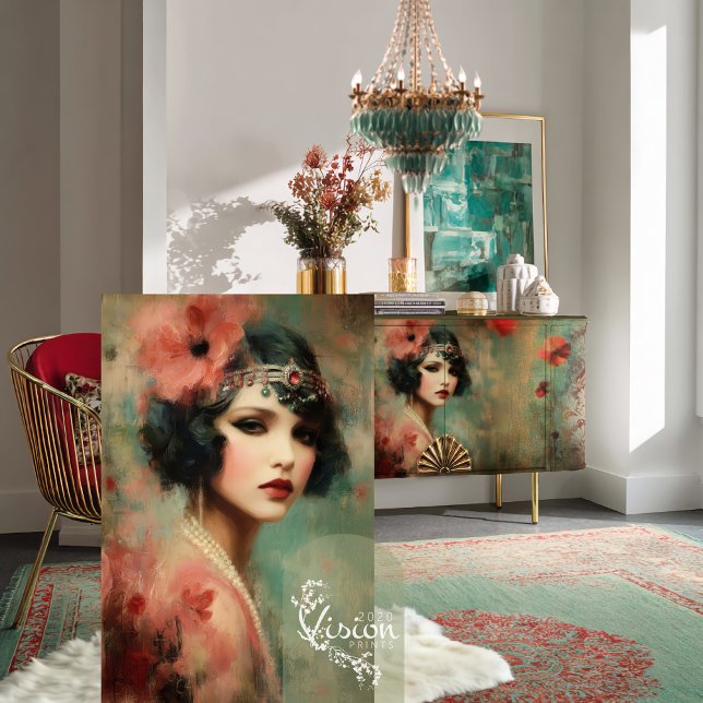Jugendstil-Impressionen, Gatsby Flapper Portrait A Seidenpapier (Nouveau Impressions, Gatsby Flapper, Vintage Romance, Decoupage Tissue Paper.)
