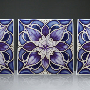 Jugendstil-inspirierte Lissabon Jacaranda-Blüte Fliese