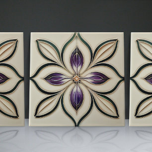 Jugendstil-inspirierte Lissabon Jacaranda-Blüte Fliese