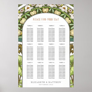 Jugendstil-inspirierter Hochzeitssitzplan Poster