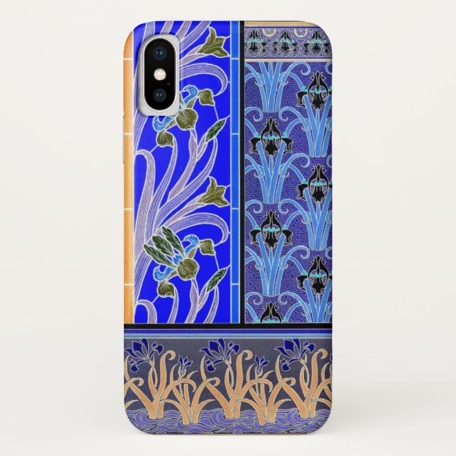 Jugendstil-Iris-Blume Case-Mate iPhone Hülle (Rückseite)
