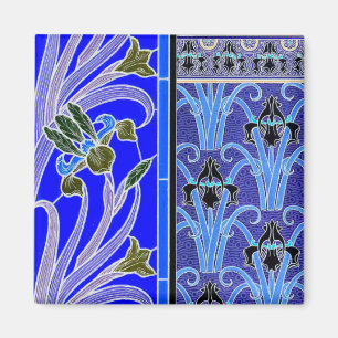 Jugendstil-Iris-Blume elegante verneuil blue blau Magnet