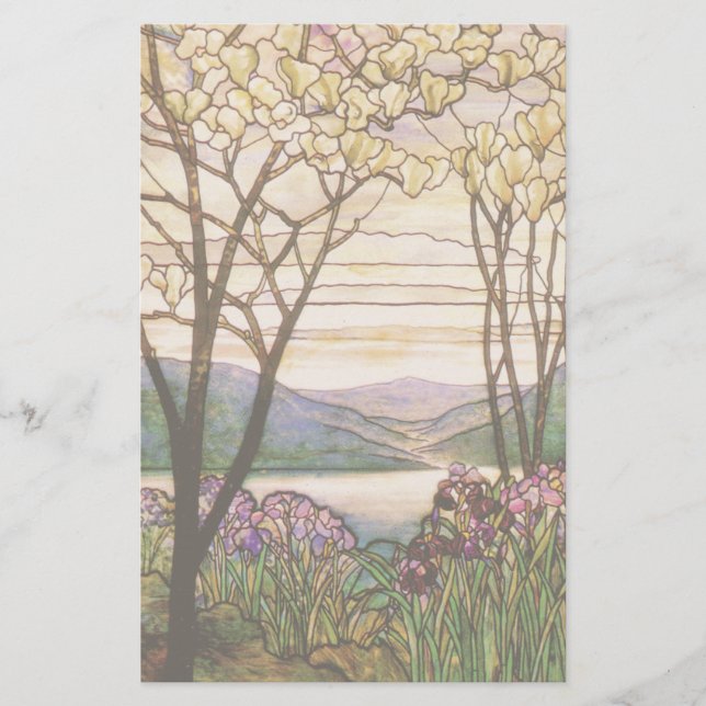 Jugendstil Iris Magnolia Blume Florenz Briefpapier (Vorderseite)