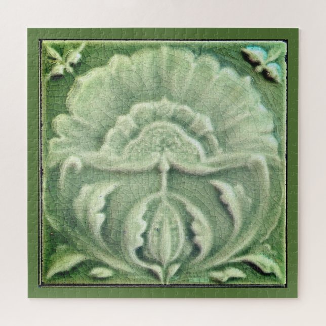 Jugendstil-Jugendstil-Blume Fliesen Design Grün (Horizontal)