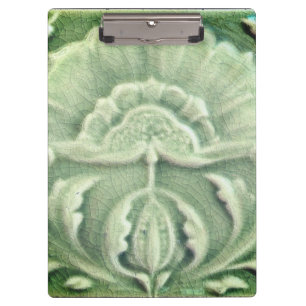 Jugendstil-Jugendstil-Blume Fliesen Design Grün Klemmbrett