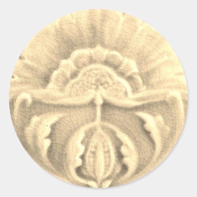 Jugendstil-Jugendstil-Blume-Ziegelgold Runder Aufkleber (Vorderseite)