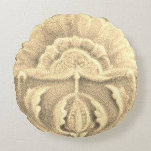 Jugendstil-Jugendstil-Blume-Ziegelgold Rundes Kissen