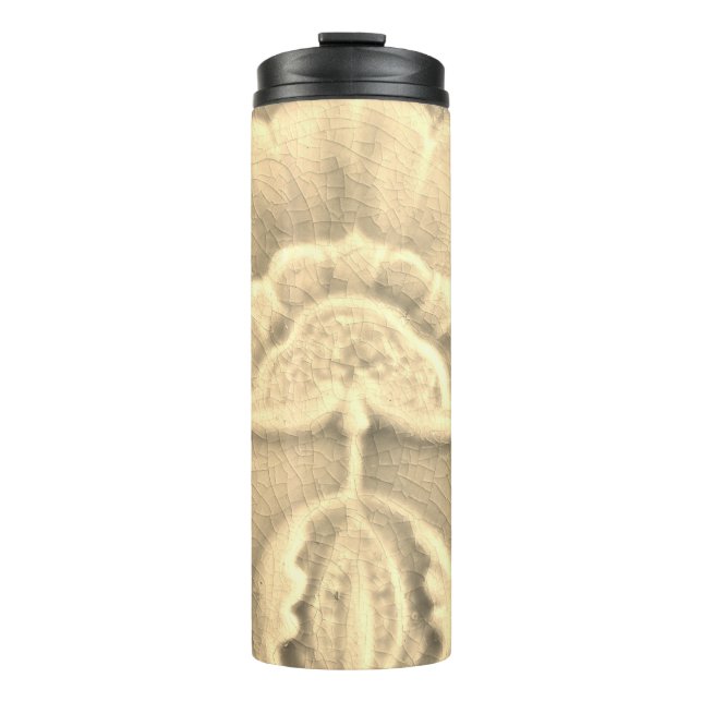 Jugendstil-Jugendstil-Blume-Ziegelgold Thermosbecher (Vorderseite)