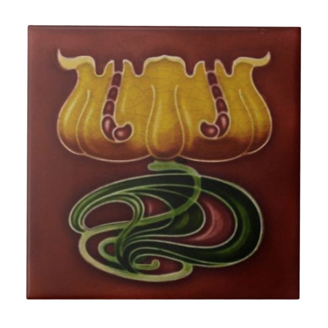 Jugendstil Jugendstil c1900 Deutscher Floral Repro Fliese (Vorderseite)