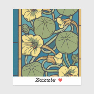 Jugendstil Kapuzinerkresse Blau Gold floral Verneu Aufkleber