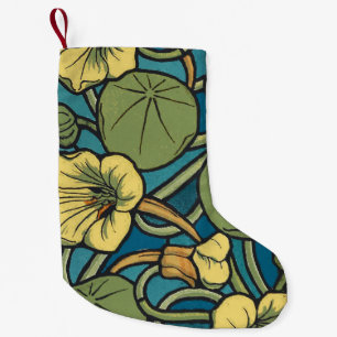 Jugendstil Kapuzinerkresse Blau Gold floral Verneu Kleiner Weihnachtsstrumpf